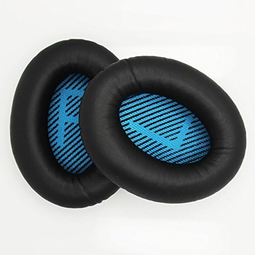 Seninhi Ear Pads Protein Leather Cushion Replacement for Bose QC2 QC15 AE2 QC25 Monitor Stereo Headphones (black and blue)