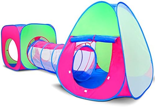 Aomasa Children Play Tent Tunnel Playground 3-in-1 Kids Pop-Up Indoor Outdoor Game House, Tent and Tunnel Tube Toddler Toy for House, Indoor, Outdoor, Garden and Snow