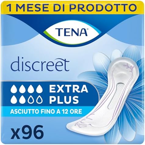 TENA Discreet Extra Plus InstaDry Pacco Scorta Mensile - Assorbenti per perdite urinarie femminili, discreti e confortevoli, 6 confezioni x 16 pezzi