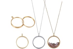 UNICRAFTALE Stainless Steel Locket Pendants Flat Round Photo Frame Charms with Chain Locket Necklace Charms Living Memory Charm for Necklaces Bracelets Jewelry Making