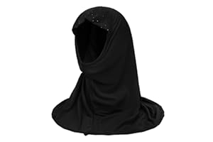 IPENNY Girls Ice Silk Muslim Khimar Hijab Headscarf Flower Arab Scarf Shawls Stretch Turban Neck Wrap Islamic Head Wrap for Age 2-7 Years Girls