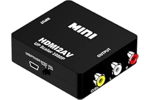 SZJUNXIAO Convertidor HDMI a RCA, Adaptador convertidor de Audio y Video Compuesto HDMI a AV, Compatible con PAL/NTSC para PC Laptop Wii PS3 PS4 TV STB VHS BLU-Ray DVD (Black)