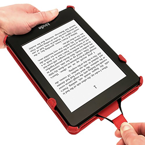 igadgitz PU Leder Etui Hülle mit Sleep/Wake Funktion/Integrierte Handschlaufe für Amazon Kindle Paperwhite 2015/2014/2013/2012 rot - 3