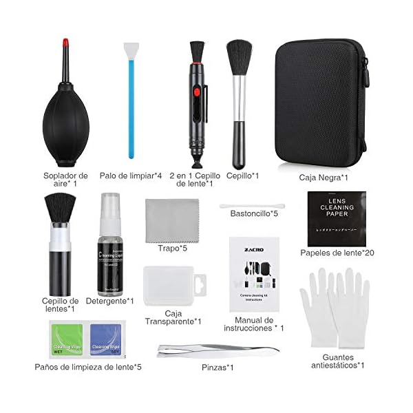 Zacro 49 en 1 Kits Limpieza Cámara Reflex Profesional para Cámaras Réflex y Lente Optica Cámaras Digitales DSLR Rebel… - Image 3
