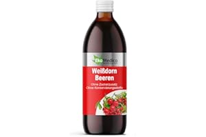 EkaMedica® Weißdorn Weißdornbeeren Nahrungsergänzungsmittel - Natürlich Rein Saft - Ohne Zuckerzusatz Konservierungsstoffe Duftstoffe (500 ml)