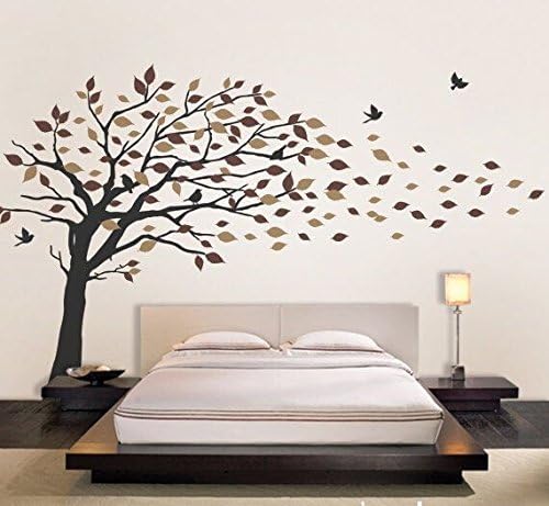 QikenShoin Cherry Blossom Tree Wall Stickers Nursery with Flying Birds for Girls Bedrooms Big Tree Wall Stickers for Babyshower Wall Decorations