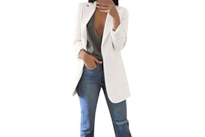 AMDOLE 2024 Veste Blazer Femme Chic Et Élégant Pure Color Bouton Lâche Casual Business Slim Fit Couleur Unie Décontracté Veste Printemps L'Été Manteau Top