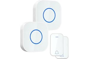 TobeBright Timbre Inalámbrico Exterior, Kit de Timbre Impermeable IP55, 350M Larga Alcance Timbre de Puerta Exterior, 2 Receptores 2 Transmisores Con Batería, 38 Melodías, 4 Niveles de Volumen
