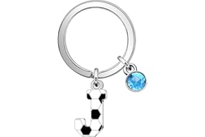 Casxyue Fußball Geschenke Schlüsselanhänger Für Frauen Mädchen Mann Jungen Anfangsbuchstaben Schlüsselanhänger mit Fußball Stil Fußball Schlüsselanhänger Buchstabe Football Party Geschenke