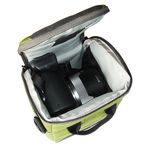 First2savvv BDV0701 vert qualit   de luxe nylon anti-choc appareil photo num  rique cam  scope housse cas pour Canon PowerShot SX420   SX410   EOS M10   EOS M3  G1X Mark II   G3X   Chiffon de nettoyage