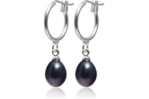 SWEET & HAPPY GIRL'S FASHION JEWELRY Sweet & Happy Girl'S Store 8-9mm White Pearl Jewelry Dangle Earrings S925 Silver Hook Twist Shape