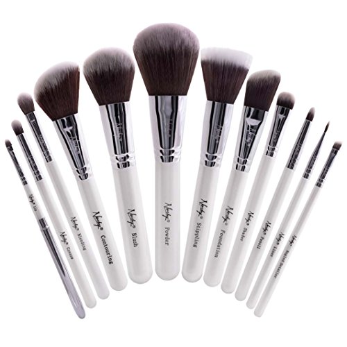 Nanshy Masterful Collection - Juego de brochas de maquillaje, ónice negro o blanco perlado (blanco claro)