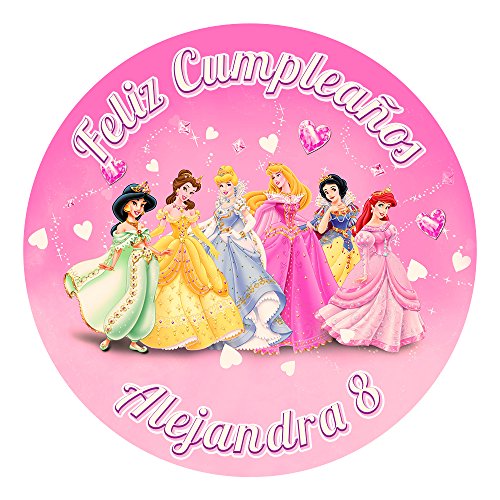 OBLEA de Papel de azúcar Personalizada, 19 cm, diseño de Princesas Disney