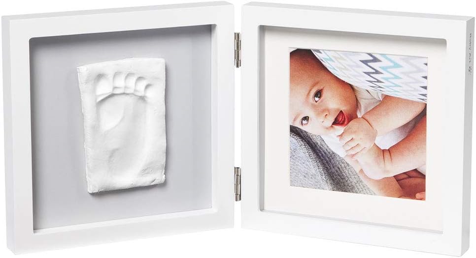 Baby Art My Baby Touch Set de Marco de foto y Huella de bebé en Arcilla, Recuerdo de las huellas de mano y pie,Gris