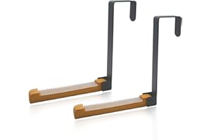 LMSAWK 2 Pièces Crochets de Porte Pliables en Métal et Bois, Porte-manteaux de Porte Pliables à Suspendre, Crochet Mural Pliable Cintre de Porte, pour Sacs, Vêtements, Noir