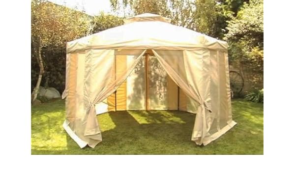 Pagoda Style 12 X 12 Gazebo Outdoor Canopy In Tan Beige With
