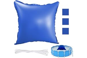 Oreillers Gonflables dhiver, Afenau 120cm Coussin dair de Piscine Hiver avec Trous et Corde, 0,28 mm dépaisseur Coussin Piscine Hivernage, PVC Coussin de Piscine Hiver pour Abri de Pisc, Carré