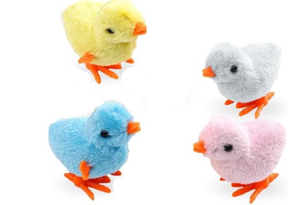 Ding Yongliang 4 Pcs Jouet à Remonter de Pâques - Poulet en Peluche Sautant pour Enfants avec Poussins Mécaniques