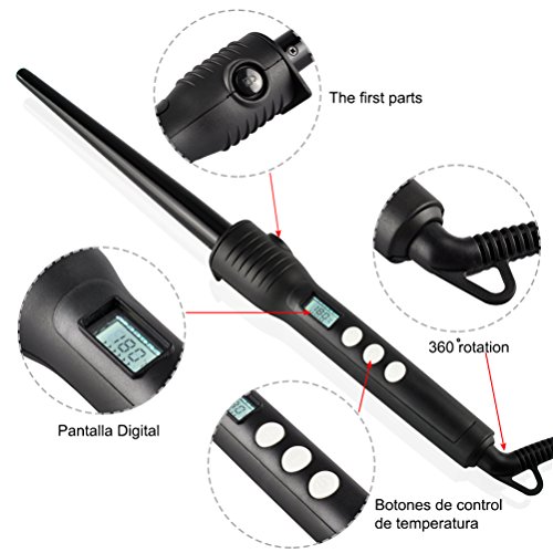 lockenstab ,CoFashion Professioneller 4 in 1 Multifunktions Austauschbare Lockenwickler-Set, Keramik Turmalin Spirale Lockenwickler Konische Curling Eisenstab , digitale LCD-Anzeige Temperaturregelung - 5