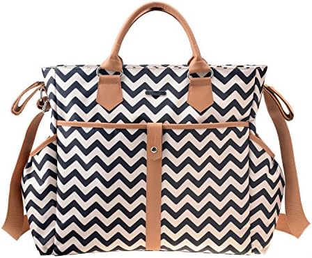 Allis Baby Changing Bag Luxury Nappy Bag Diaper Tote Insulated - Black ZigZag