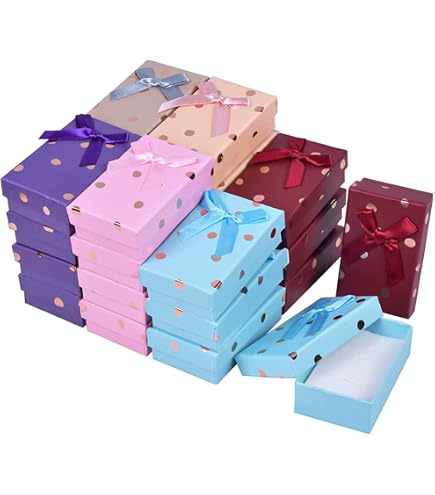 Granvoo 24 Pcs Scatole Regalo Piccole 4x4x3cm, Scatoline Gioielli Cartone con Inserto in Velluto, Scatola Portagioie per Gioielli, Collane, Anelli e Orecchini (Viola
