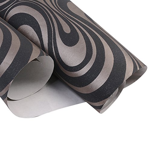 Little Thing Dick Non-Woven Modern Luxus Abstrakt Kurve Gestreift 3D Wallpaper Tapeten Wand Wandaufkleber für Schlafzimmer Wohnzimmer TV Hintergrund 0.7×8.4m (Schwarz) - 8