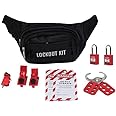 POFET Lockout Tagout Kit for Common Breakers and Valves,Including 2 Lockout Tag,1 Lockout Hasp,3 Breaker Lockout,2 Safety Padlock,1 Pocket Bag (Lockout Tagout Kit)