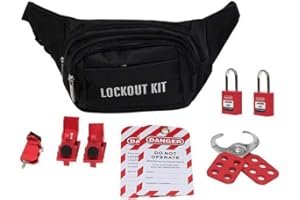POFET Lockout Tagout Kit per interruttori e valvole comuni, tra cui 2 tag di blocco, 1 lucchetto di bloccaggio, 3 blocco interruttore, 2 lucchetto di sicurezza, 1 borsa tascabile