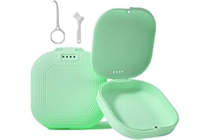 DIDATOOL Porta Bite Dentale, Colorata Porta Apparecchio Denti, Scatola per Apparecchi Ortodontici con Strumento per Rimuovere l'Apparecchio e Spazzola, Scatola di Conservazione Portatile (Verde)
