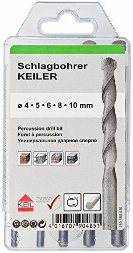 KEIL Schlagbohrersortiment KEILER 5-teilig, Ø 4,0 / 5,0 / 6,0 / 8,0 / 10,0 mm, in Multipack, 150 350 410 - 2