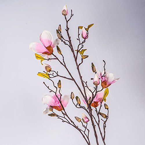 Kunstblume Magnolienzweig LILO, 4 Blüten, Knospen, rosa, 110 cm – Seidenblumen Magnolie / Kunstzweig – artplants - 4