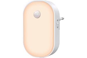 TEAMPD Veilleuse Prise Electrique[Lot de 1], Chaud/Blanc/Mixte Veilleuse Detecteur de Mouvement Dimmable, Veilleuse Enfant LED(On/Auto/Off) à Capteur Crépusculaire pour Chambre,Cuisine,Escalier,Armoire,Salon