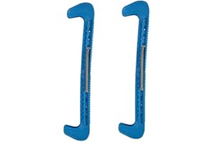 Fafeims 1 Pair Plastic Ice Skate Blade Covers Guards With Adjustable Spring for Hockey Skates Figure Skates Ice Skates(Blue)
