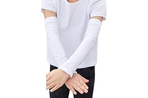 YONKOUNY 1 Paire Manchette Anti UV Enfant Manchons de Bras Refroidissement Anti Soleil Bras de Protection pour Golf Basket-Ball Cyclisme Football Pêche Activités en Plein Air(5-12 Ans)