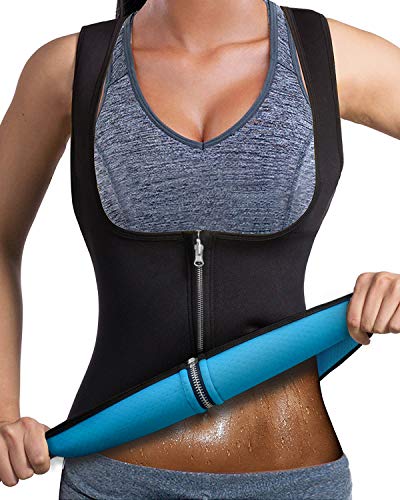 LaLaAreal - Maglietta da donna per pancia e addome, a compressione, in neoprene, per aumento sudorazione e dimagrimento rapido