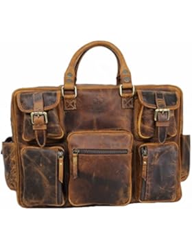 Ledertasche Herren Damen große Schultertasche vintage Aktentasche Arbeitstasche XL Businesstasche Laptop-tasche...