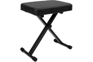 QWORK® Sgabello regolabile per pianoforte/tastiera/chitarra, Sgabello pieghevole con imbottitura 6 cm, Regolabile in altezza 40-50 cm