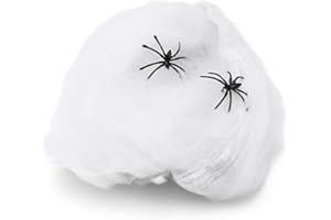 Komonee 10 x Spiderweb Halloween Stretchy Fake Cob Web and Spiders Indoor Outdoor Garden Haunted House Decoration White