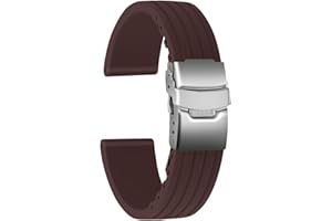 ULLCHRO Cinturini Orologi Impermeabile Orologi Bracciale Donna Uomo Stripe Pattern - 16mm, 18mm, 20mm, 22mm, 24mm Gomma Cinturino Orologio Acciaio inossidabile Fibbia Deployante
