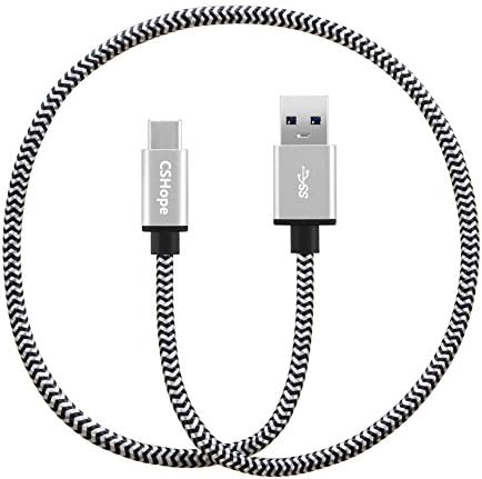 USB TYPE C Cable, CSHope Type C to USB 3.0 Nylon Braided 3ft Faster Charger Cable Connection (1pc Silver)