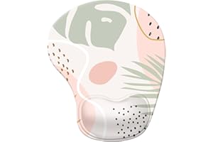 iCasso Ergonomisches Mauspad mit Gel-Handgelenkauflage, schmerzlindernde Handgelenkauflage mit Lycra-Tuch, rutschfeste PU-Basis, einfach zu tippendes Mauspad (runden, Morandi)