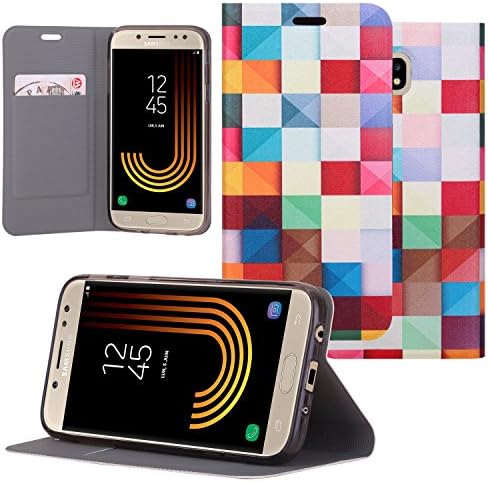Samsung Galaxy J7 (2017)Case, Premium PU Leather Wallet Flip Protective Case Cover with Card Slot and Stand for Samsung Galaxy J7 2017 - Multicolor