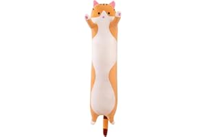 HATFRYF Long Cat Plush Pillows, Stuffed Animals Squishy Pillows, Professional Lightweight Design, Soft Warm Companion, Plushie Cute Kitty Sleeping Hugging Plush Toy