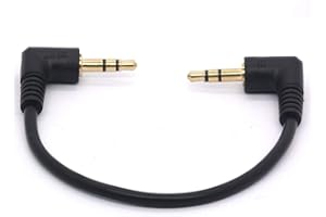 BOLONGKING Krótki kabel kątowy 3,5 mm, pozłacany 90 stopni 3,5 męski do męskiej wtyczki audio stereo samochód AUX 3-biegunowy TRS
