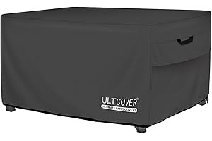 ULTCOVER Rectangular Gas Fire Pit Table Cover 42x24 inch Waterproof Heavy Duty Firepit Cover, Black