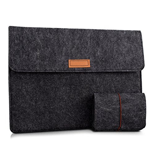 kwmobile Laptoptasche Filz Sleeve für 11″ 11,6″ Laptop Notebook – Notebook Tasche Schutzhülle Laptop Case Hülle in Dunkelgrau mit Innentaschen Innenmaße: ca. 33,4 x 24,0 cm - 5