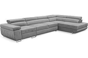 ‎KREATIVE FURNITURE & DESIGN KREATIVE FURNITURE & DESIGN Ecksofa Rechts 343x88x203 cm - Sofa mit Schlaffunktion - Geräumig Eckcouch - Couch L Form - Wohnlandschaft L-Form Perfekt Für Ihr Zuhause Hellgrau Rechts