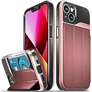 Vena Wallet Case Compatible with Apple iPhone 13 (6.1&#34;-inch), vCommute (Military Grade Drop Protection) Flip Leather Cover Card Slot Holder with Kickstand (Rose Gold)