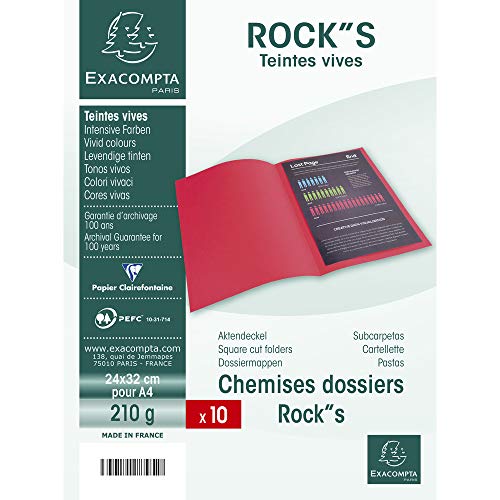 Exacompta 217118E - Lote de 10 Subcarpetas Rock S 220  Color Negro