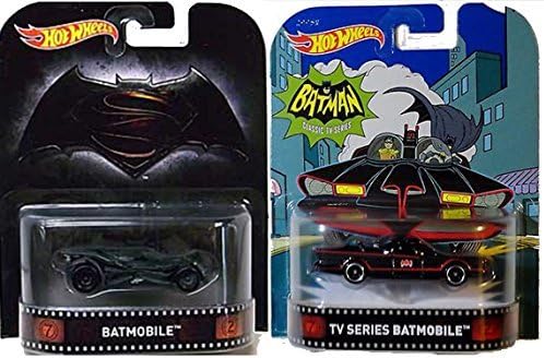 Hot Wheels Retro Entertainment Batman vs Superman Batmobile &amp; Classic 1966 Batmobile by Retro Entertainment